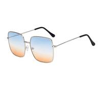 SDDSYYL Lunettes de soleil tendance de luxe à monture large en métal, style punk, pour femmes et hommes, pour la conduite, les voyages, la pêche, UV400 (thé bleu argenté)