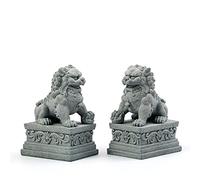 Sdeetesamjun Foo Dogs Paire de Statues de Lion Gardien Fu Foo en Pierre pour décoration Feng Shui Chinoise pour Pendaison de crémaillère félicitations pour éloigner Les énergies maléfiques (L)