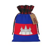 SDEGTHO 1 sac fourre-tout en matériau durable, motif drapeau du Cambodge, 21,1 x 30 cm, avec cordon de serrage au choix pour un cadeau élégant d'Halloween