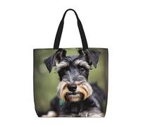 SDEGTHO Adorable sac fourre-tout en polyester Schnauzer pour tout le monde avec poches intérieures, sac pour ordinateur portable avec fermeture éclair pour le travail et les voyages., Noir/blanc, One