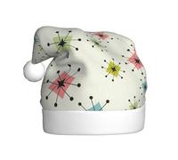 SDEGTHO Atomic Stars Retro Pattern Printing 1 Pcs Christmas Knitted Santa Hat Elfe Hat Crochet Christmas Beanie Christmas Party Caps For Adults Women Men