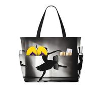 SDEGTHO Ballerina Dance Sac fourre-tout pliable grande capacité pour femme Sac fourre-tout de plage Sac à main Sac de gym Sac de voyage Sac de courses, noir, One Size