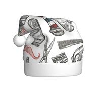 SDEGTHO Barber Shop Bonnet de Noël tricoté style monochrome Motif lutin de Noël Bonnet de Noël Bonnet de Noël pour adultes femmes hommes