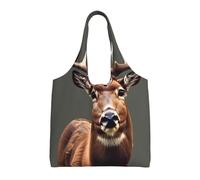 SDEGTHO Beauty Deer Sacs économiques à une épaule, légers et réutilisables, parfaits pour les courses, Noir, One Size