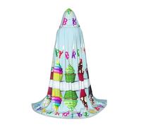 SDEGTHO Cape à capuche colorée Happy Birthday Cupcakes pour adolescent, cosplay, renaissance, foire, gothique, fantaisie, médiévale