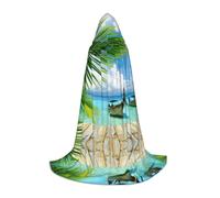 SDEGTHO Cape à capuche en forme de bateau en bord de mer avec feuilles de noix de coco pour adolescent, costume de cosplay, Renaissance Foire, gothique, fantaisie, médiévale