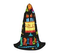 SDEGTHO Cape à capuche « Happy Birthday Big Cake » pour adolescent, cosplay, renaissance, foire, gothique, fantaisie, médiévale