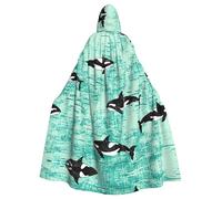 SDEGTHO Cape à capuche pour adulte avec impression biologique de l'océan Pacifique - 145 cm - Chapeau surdimensionné pour vampire