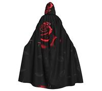 SDEGTHO Cape à capuche Red And Roses pour adulte Costume de sorcière d'Halloween pour homme et femme Costumes de cosplay