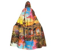 SDEGTHO Cape de magicien gothique Tour Eiffel Paris pour adulte - Longue cape pour bal masqué médiéval d'Halloween