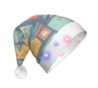 SDEGTHO Chapeau de Père Noël lumineux avec lumières LED clignotantes pour adultes