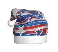 SDEGTHO Chapeaux de Père Noël tricotés avec bandes d'étoiles patriotiques et lutins pour fête de l'indépendance - Bonnet de Noël pour adultes et femmes