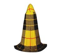 SDEGTHO Costume d'Halloween à carreaux jaune, gris, noir - Cape à capuche pour adolescents - Sorcière, vampire, magicien, bal masqué, équipement de cosplay