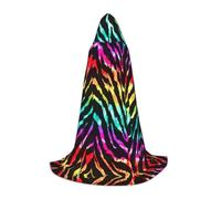 SDEGTHO Costume d'Halloween zèbre coloré arc-en-ciel - Cape à capuche pour adolescents - Sorcière, vampire, magicien, bal masqué, équipement de cosplay