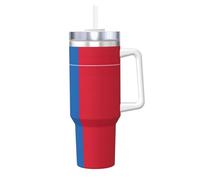 SDEGTHO Drapeau de la Mongolie 1,18 l avec poignée et paille en acier inoxydable, double paroi isolée avec couvercle