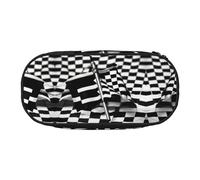 SDEGTHO Drapeaux de course à carreaux grande capacité, trousse à crayons multifonction, trousse à crayons portable, trousse à crayons pour le bureau, noir, Jeden rozmiar, Organisateur de sac