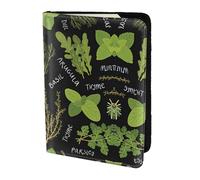 SDEGTHO Étui de passeport avec impression basilic, thym, aneth et romarin, accessoire de voyage pour homme et femme, Noir , Taille unique
