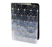 SDEGTHO Étui de passeport avec impression hexagonales bleus et diamants pour voyage indispensable, étui de passeport pour accessoires de voyage pour homme et femme, Noir , Taille unique