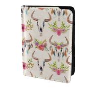 SDEGTHO Étui de passeport avec impression tête de mort de taureau pour voyage indispensable, étui de passeport pour accessoires de voyage pour femmes et hommes, Noir , Taille unique