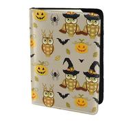 SDEGTHO Étui de passeport avec imprimé citrouille et hibou d'Halloween pour voyage indispensable, étui de passeport pour accessoires de voyage pour femmes et hommes, Noir , Taille unique