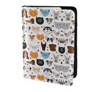 SDEGTHO Étui de passeport avec visages de chat et de chien, bouledogue, beagle, labrador, accessoire de voyage pour homme et femme, Noir , Taille unique