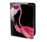 SDEGTHO Étui de passeport Hello Glasses avec impression flamant rose pour voyage indispensable, étui de passeport pour accessoires de voyage pour femmes et hommes, Noir , Taille unique
