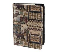 SDEGTHO Étui de passeport imprimé cerf Lodge Bear pour voyage indispensable, étui de passeport pour accessoires de voyage pour femmes et hommes, Noir , Taille unique