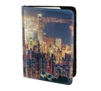 SDEGTHO Étui de passeport imprimé Hong Kong pour voyage indispensable, étui de passeport pour accessoires de voyage pour femmes et hommes, Noir , Taille unique