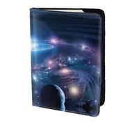 SDEGTHO Étui de passeport imprimé planètes spatiales pour voyage indispensable, étui de passeport pour accessoires de voyage pour femmes et hommes, Noir , Taille unique