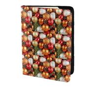 SDEGTHO Étui portefeuille en cuir de vache avec impression de boules de Noël, Nouvel An, accessoires indispensables pour homme et femme, Noir , Taille unique