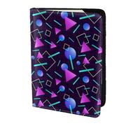 SDEGTHO Étui portefeuille en cuir de vache avec impression géométrique pour passeport - Accessoires indispensables pour homme et femme, Noir , Taille unique