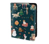 SDEGTHO Étui portefeuille en cuir de vache avec impression Père Noël pour passeport - Accessoires indispensables pour homme et femme, Noir , Taille unique