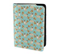 SDEGTHO Étui portefeuille en cuir de vache pour passeport avec impression carlin, pizza, accessoires indispensables pour homme et femme, Noir , Taille unique