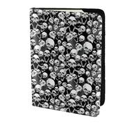 SDEGTHO Étui portefeuille en cuir de vachette avec motif tête de mort - Accessoires indispensables pour homme et femme, Noir , Taille unique