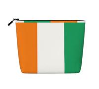 SDEGTHO Flag of Cote d'Ivoire Faux Chanvre Pochette de voyage pour femme Grande capacité Trousse à cosmétiques Usage quotidien Organiseur à fermeture éclair