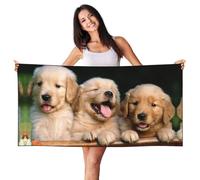 SDEGTHO Golden Retriever Serviette de plage légère en velours à séchage rapide pour adultes pour la plage, le bain, la piscine, la gym, le yoga