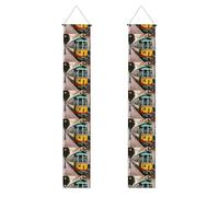 SDEGTHO Grand kit de décorations de porte de printemps amusant à motif de tramway de Lisbonne, bannière pour maison, école, bureau