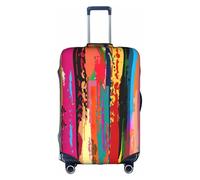 SDEGTHO Housse de valise élastique avec impression couleur arc-en-ciel, résistante à la poussière, aux rayures, convient aux bagages à poignée centrale pour les voyages, blanc, L