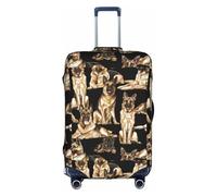 SDEGTHO Housse de valise élastique avec impression de berger allemand, résistante à la poussière, aux rayures, s'adapte à la poignée centrale des bagages pour les voyages, blanc, M