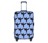 SDEGTHO Housse de valise élastique avec impression de karaté, résistante à la poussière, aux rayures, convient aux bagages à poignée centrale pour les voyages, blanc, S