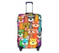 SDEGTHO Housse de valise élastique avec imprimé de chiens schnauzer à l'huile, résistant à la poussière, aux rayures, s'adapte à la poignée centrale des bagages pour les voyages, blanc, M