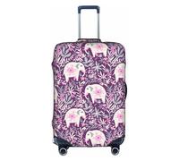 SDEGTHO Housse de valise élastique avec imprimé floral et éléphant - Anti-poussière et anti-rayures - Convient pour les voyages, blanc, S