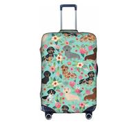 SDEGTHO Housse de valise élastique avec imprimé floral pour chien, résistante à la poussière, aux rayures, convient aux bagages à poignée centrale pour les voyages, blanc, S