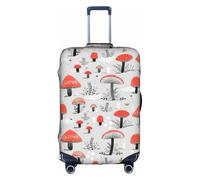 SDEGTHO Housse de valise élastique avec motif champignons de dessin animé, résistante à la poussière, aux rayures, s'adapte aux bagages à poignée centrale pour les voyages, blanc, M