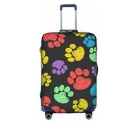 SDEGTHO Housse de valise élastique avec motif empreintes de pattes de chien, résistante à la poussière, aux rayures, convient aux bagages à poignée centrale pour les voyages, blanc, S