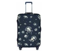 SDEGTHO Housse de valise élastique avec motif méduses et anti-poussière, résistante aux rayures, convient aux bagages à poignée centrale pour les voyages, blanc, L