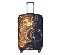 SDEGTHO Housse de valise élastique avec note de musique dorée avec impression étoile brillante tombée, résistante à la poussière, aux rayures, convient pour les voyages à poignée centrale, blanc, M