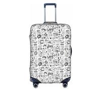 SDEGTHO Housse de valise élastique imprimée pour jeux vidéo garçons, résistante à la poussière, aux rayures, s'adapte aux bagages à poignée centrale pour les voyages, blanc, L