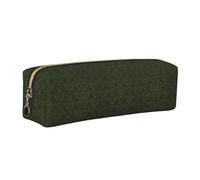 SDEGTHO Hunter - Trousse à crayons en cuir avec imprimé pétales floraux verts pour étudiants, trousse simple pour garçons et filles, petite pochette à fermeture éclair pour fournitures scolaires