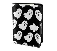 SDEGTHO Joli étui de passeport imprimé fantôme blanc pour Halloween, accessoire de voyage pour homme et femme, Noir , Taille unique